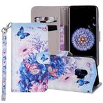 Butterfly Flower Pattern Colored Drawing Horizontal Flip Leather Case for Galaxy S9, with Holder & Card Slots & Wallet & Lanyard