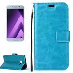 For Galaxy A5 (2017) / A520 Crazy Horse Texture Horizontal Flip PU Leather Case with Holder & Card Slots & Wallet & Photo Frame & Lanyard & Magnetic Buckle (Blue)