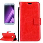 For Galaxy A5 (2017) / A520 Crazy Horse Texture Horizontal Flip PU Leather Case with Holder & Card Slots & Wallet & Photo Frame & Lanyard & Magnetic Buckle (Red)