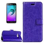For Galaxy J3 (2016) / J310 Crazy Horse Texture Horizontal Flip Leather Case with Magnetic Buckle & Holder & Card Slots & Wallet & Photo Frame(Purple)