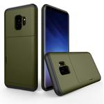 For Galaxy S9 TPU + PC Dropproof Protective Back Cover Case with Card Slot(Army Green)