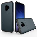 For Galaxy S9 TPU + PC Dropproof Protective Back Cover Case with Card Slot(Blue)