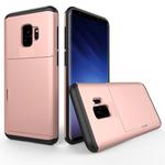 For Galaxy S9 TPU + PC Dropproof Protective Back Cover Case with Card Slot(Rose Gold)