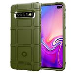 Shockproof Protector Cover Full Coverage Silicone Case for Galaxy S10+(Army Green)