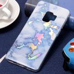 Galaxy S9 Color Plating Marble Texture Soft TPU Protective Back Case (Blue)