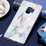 Galaxy S9 Color Plating Marble Texture Soft TPU Protective Back Case (White)