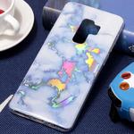 Galaxy S9+ Color Plating Marble Texture Soft TPU Protective Back Case(Blue)
