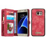 CaseMe for Galaxy S7 / G930 Multifunctional Leather Billfold with Detachable Magnetic PC Back Protective Case & 10 Card Slots & 3 Cash Slots & 2 Photo Frames & 1 Zipper Wallet & 3 Magnetic Clasps & Holder(Red)
