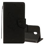For Galaxy J7 (2017) (EU Version) Pressed Flowers Butterfly Pattern Horizontal Flip Leather Case with Holder & Card Slots & Wallet & Lanyard (Black)