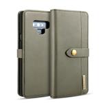 DG.MING Lambskin Detachable Horizontal Flip Magnetic Case for Galaxy Note9, with Holder & Card Slots & Wallet(Green)