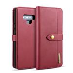 DG.MING Lambskin Detachable Horizontal Flip Magnetic Case for Galaxy Note9, with Holder & Card Slots & Wallet(Red)