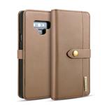 DG.MING Lambskin Detachable Horizontal Flip Magnetic Case for Galaxy Note9, with Holder & Card Slots & Wallet(Brown)