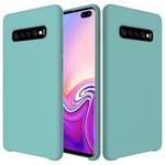 Shockproof Solid Color Liquid Silicone Case for Galaxy S10+ (Blue)