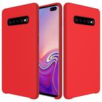 Shockproof Solid Color Liquid Silicone Case for Galaxy S10+ (Red)