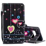 Colored Heart Pattern Horizontal Flip Leather Case for Galaxy S10e, with Holder & Card Slots & Wallet