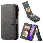 CaseMe Crazy Horse Texture Detachable Multifunctional Horizontal Flip Leather Case for Galaxy S10, with Card Slot & Holder & Zipper Wallet & Photo Frame (Black)