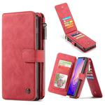 CaseMe Crazy Horse Texture Detachable Multifunctional Horizontal Flip Leather Case for Galaxy S10, with Card Slot & Holder & Zipper Wallet & Photo Frame (Red)