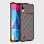 Beetle Series Carbon Fiber Texture Shockproof TPU Case for Galaxy M10(Brown)