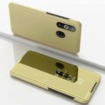 Electroplating Mirror Horizontal Flip Leather Case for Galaxy A8s, with Holder(Gold)