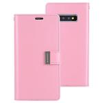 GOOSPERY RICH DIARY PU + TPU Crazy Horse Texture Horizontal Flip Leather Case for Galaxy S10+, with Card Slots & Wallet & Photo frame(Pink)