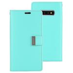 GOOSPERY RICH DIARY PU + TPU Crazy Horse Texture Horizontal Flip Leather Case for Galaxy S10+, with Card Slots & Wallet & Photo frame(Mint Green)