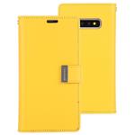 GOOSPERY RICH DIARY PU + TPU Crazy Horse Texture Horizontal Flip Leather Case for Galaxy S10+, with Card Slots & Wallet & Photo frame(Yellow)
