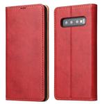 Horizontal Flip PU Leather Case for Galaxy S10+, with Holder & Card Slot & Wallet(Red)