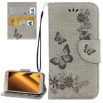 For Galaxy A7 (2017) / A720 Butterflies Embossing Horizontal Flip Leather Case with Holder & Card Slots & Wallet & Lanyard (Grey)