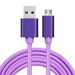 2m 3A Woven Style Metal Head Micro USB to USB Data / Charger Cable(Purple)