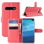 Litchi Texture Horizontal Flip Leather Case for Galaxy S10 , with Wallet & Holder & Card Slots(Red)