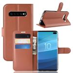 Litchi Texture Horizontal Flip Leather Case for Galaxy S10 , with Wallet & Holder & Card Slots(Brown)