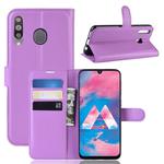 Litchi Texture Horizontal Flip Leather Case for Galaxy M30, with Wallet & Holder & Card Slots (Purple)