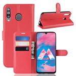 Litchi Texture Horizontal Flip Leather Case for Galaxy M30, with Wallet & Holder & Card Slots (Red)