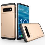 Shockproof Rugged Armor Protective Case for Galaxy S10+, with Card Slot (Gold)