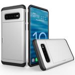 Shockproof Rugged Armor Protective Case for Galaxy S10+, with Card Slot (Silver)