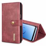 DG.MING for Galaxy S9+ Triple Fold Crazy Horse Texture Horizontal Flip Magnetic Protective Case with Holder & Card Slots & Wallet (Red)