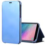 Electroplating Mirror Horizontal Flip Leather Case for Galaxy A6+ (2018) , with Holder (Blue)