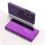 Mirror Clear View Horizontal Flip PU Smart Leather Case for Galaxy A7 (2018), with Holder (Violet)