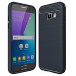 For Smasung Galaxy A3 A320 (2017) Brushed Carbon Fiber Texture Shockproof TPU Protective Case(Dark Blue)
