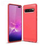 Brushed Texture Carbon Fiber TPU Case for Galaxy S10 5G (Red)