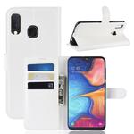 Litchi Texture Horizontal Flip Leather Case for Galaxy A20e, with Wallet & Holder & Card Slots (White)