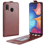 R64 Texture Vertical Flip Leather Case for Galaxy A20e , with Card Slots & Photo Frame (Brown)