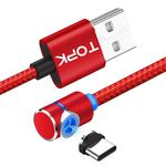 TOPK AM30 2m 2.4A Max USB to USB-C / Type-C 90 Degree Elbow Magnetic Charging Cable with LED Indicator(Red)