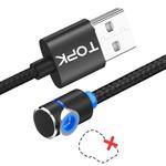 TOPK AM30 1m 2.4A Max USB to 90 Degree Elbow Magnetic Charging Cable with LED Indicator, No Plug(Black)
