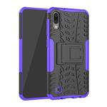 Shockproof  PC + TPU Tire Pattern Case for Galaxy M10, with Holder (Purple)