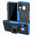 Shockproof  PC + TPU Tire Pattern Case for Galaxy A40, with Holder (Blue)