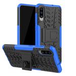 Shockproof  PC + TPU Tire Pattern Case for Galaxy A70, with Holder (Blue)