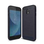 For Galaxy J330 / J3 Pro (EU Version) Brushed Texture Carbon Fiber Shockproof TPU Rugged Armor Protective Case(Navy Blue)