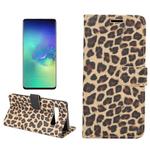 Leopard Texture PU + TPU Horizontal Flip Leather Case for Galaxy S10 Plus, with Holder & Card Slots & Wallet (Yellow)