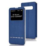 Horizontal Flip Leather Case for Galaxy S10+, with Holder & Call Display ID (Blue)